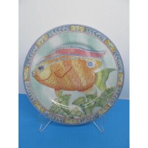 Sea Garden Damsel fish Siddhia Hutchinson Blue Tang 8" Salad Plate Andrea Sadek